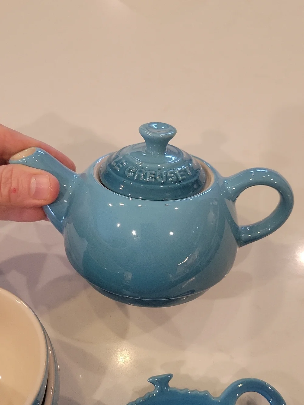 Retired Le Creuset Tea For 2 Set In Carribean Color